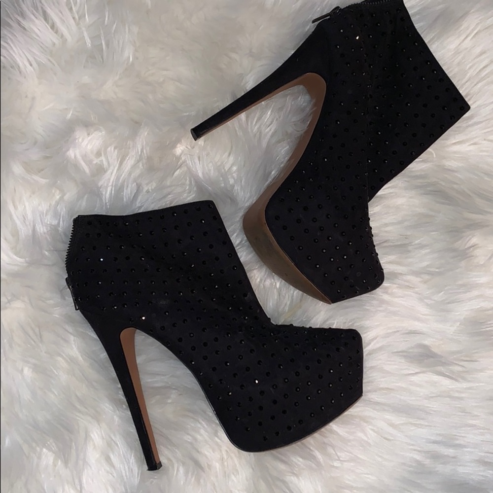 Platforms shoes black with rhinestones